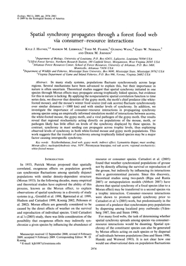 Spatial Synchrony Propagates Through a Forest Food Web Via Consumer-Resource Interactions