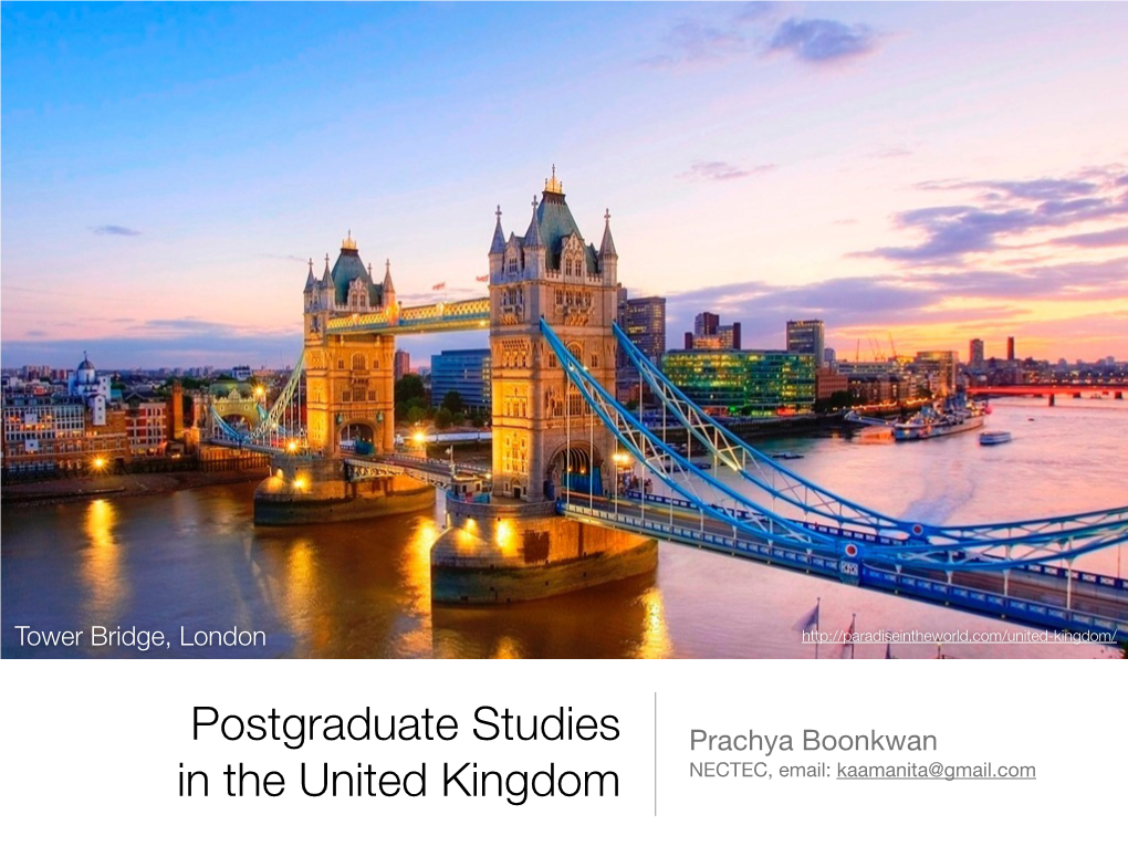 Postgraduate Studies in the United Kingdom
