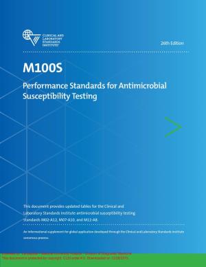 Performance Standards for Antimicrobial Susceptibility Testing