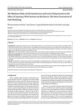 The Mediator Role of Life Satisfaction and Lack of Depression in the Effect