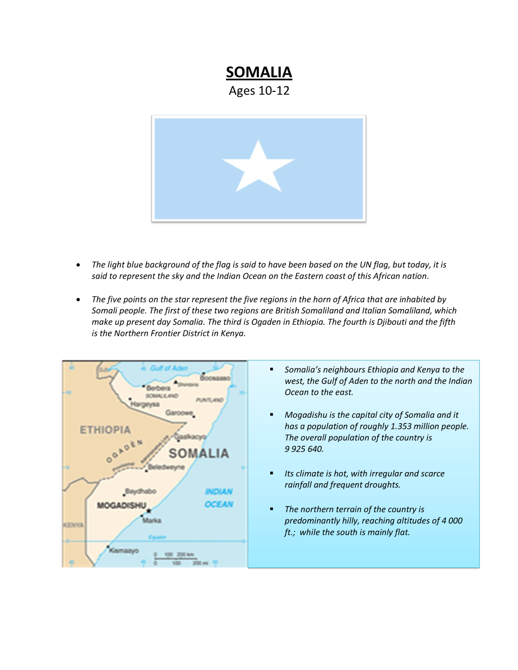 SOMALIA Ages 10-12