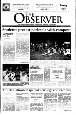 Students Protest Parietals with Campout Protest Draws Protesters Were on the Quad