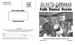 FOLK DANCE SCENE First Class Mail 19 Village Park Way U.S