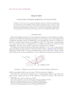 TRACE TEST Introduction Numerical Algebraic Geometry [11]