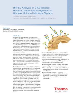 UHPLC Analysis of 2-AB-Labeled Dextran Ladder and Assignment of Glucose Units to Unknown Glycans