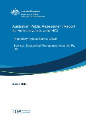 Australian Public Assessment Report for Aminolevulinic Acid Hcl