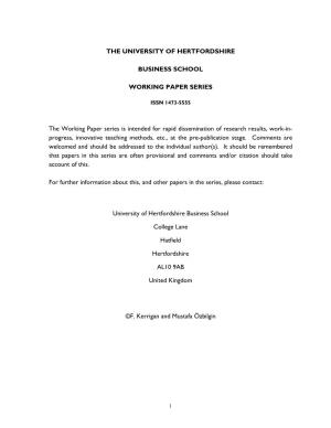 The University of Hertfordshire Business School Working Paper Series