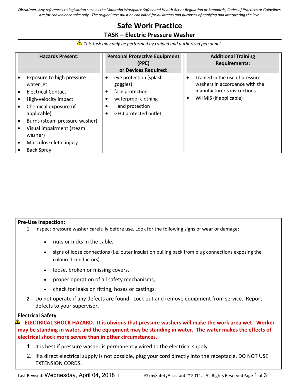 Safe Work Procedure s1