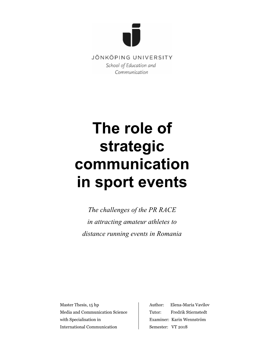 The Role of Strategic Communication in Sport Events