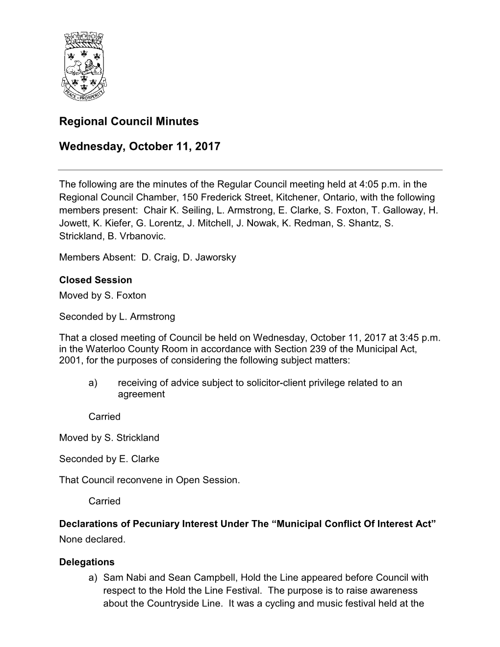 Regional Councel Minutes