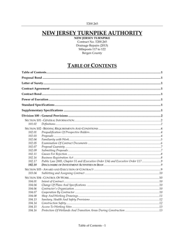 NEW JERSEY TURNPIKE AUTHORITY NEW JERSEY TURNPIKE Contract No
