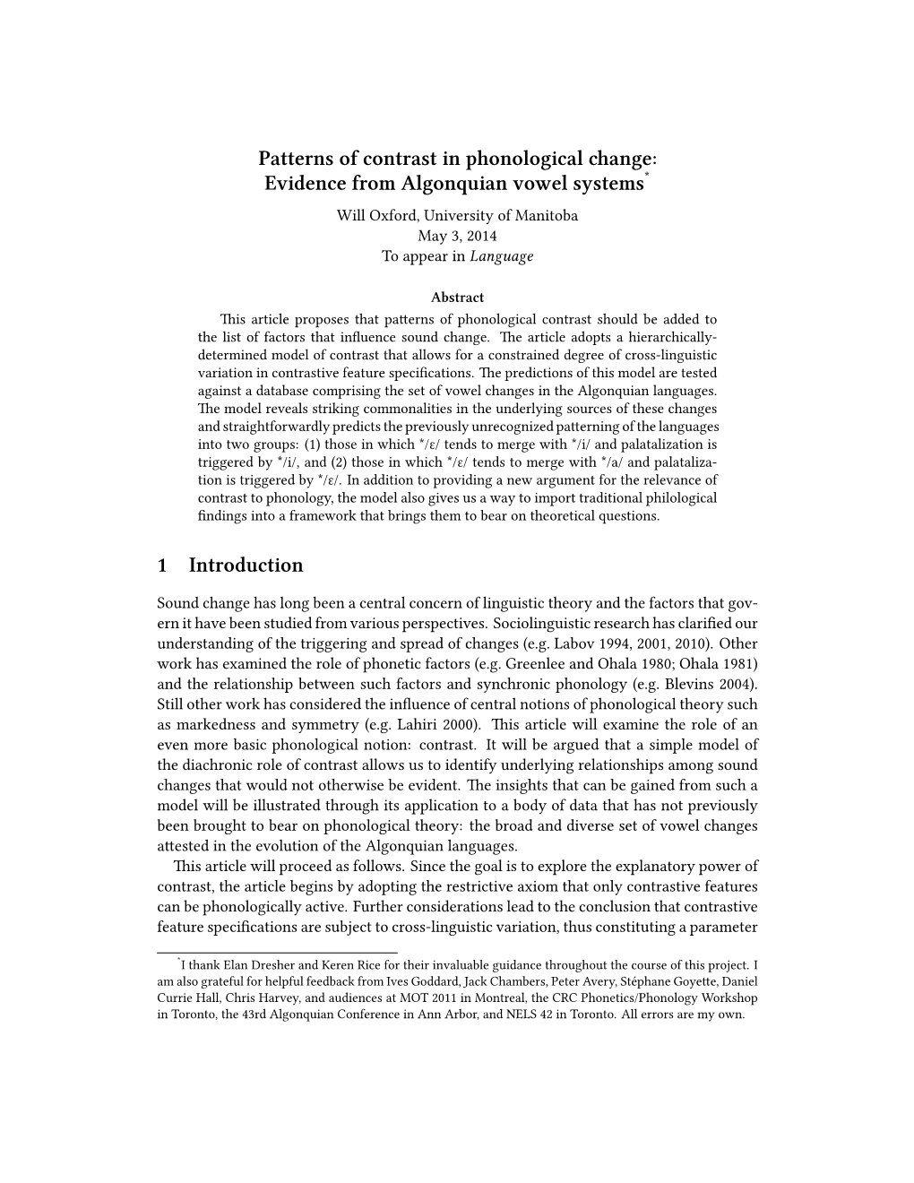 Patterns of Contrast in Phonological Change