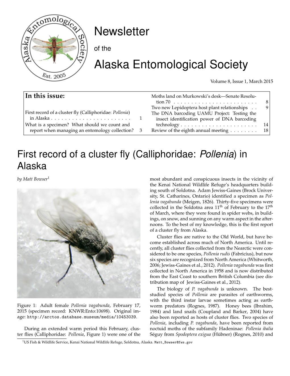 Newsletter Alaska Entomological Society