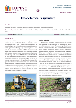 Robotic Farmers in Agriculture