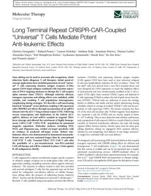 Long Terminal Repeat CRISPR-CAR-Coupled ￃﾢￂﾀￂﾜ
