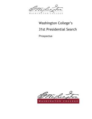 Washington College Presidential Search Prospectus V3.Pdf