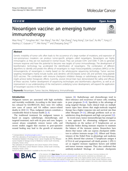 Neoantigen Vaccine: an Emerging Tumor Immunotherapy