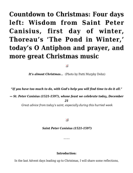 Countdown to Christmas: Four Days Left: Wisdom from Saint Peter
