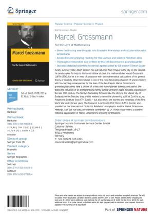 Marcel Grossmann for the Love of Mathematics