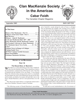 Cabar Feidh the Canadian Chapter Magazine