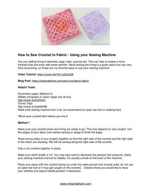 How to Sew Crochet to Fabric - Using Your Sewing Machine
