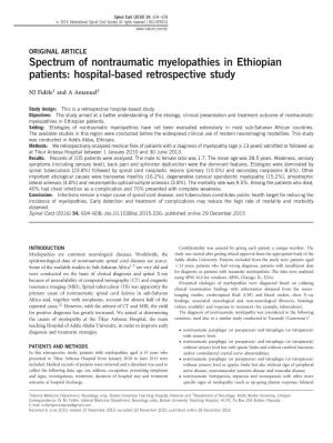 Spectrum of Nontraumatic Myelopathies in Ethiopian Patients: Hospital-Based Retrospective Study