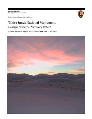 White Sands National Monument Geologic Resources Inventory Report