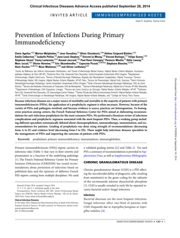Prevention of Infections During Primary Immunodeficiency