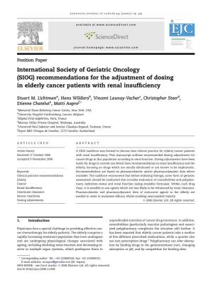Recommendations for the Adjustment of Dosing in Elderly Cancer Patients with Renal Insufﬁciency