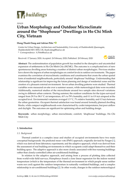 Urban Morphology and Outdoor Microclimate Around the “Shophouse” Dwellings in Ho Chi Minh City, Vietnam