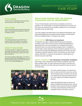 Solutions Found for the Arvada Colorado Police Department Case Study