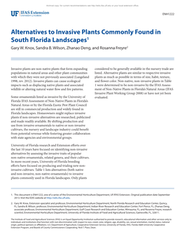 Alternatives to Invasive Plants Commonly Found in South Florida Landscapes1 Gary W