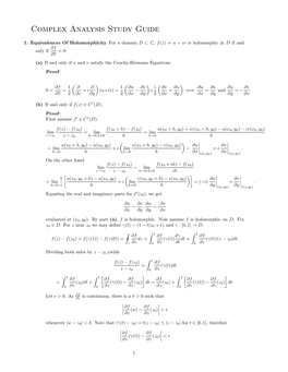 Complex Analysis Study Guide