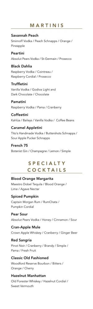 Martinis Specialty Cocktails
