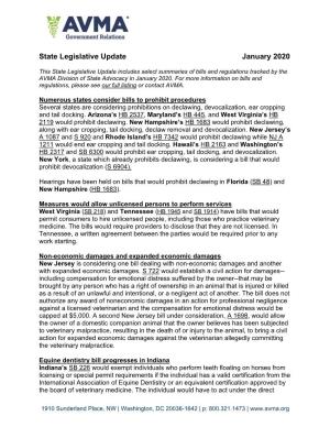 State Legislative Update January 2020