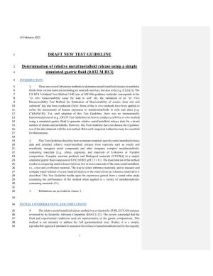 DRAFT NEW TEST GUIDELINE Determination of Relative Metal