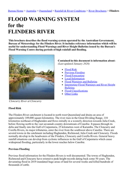 FLOOD WARNING SYSTEM for the FLINDERS RIVER