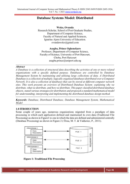 Database Systems Model: Distributed