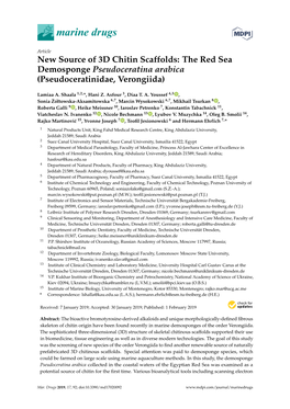 New Source of 3D Chitin Scaffolds: the Red Sea Demosponge Pseudoceratina Arabica (Pseudoceratinidae, Verongiida)