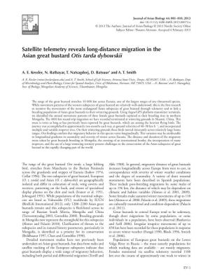 Satellite Telemetry Reveals Longdistance Migration in the Asian