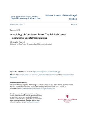 A Sociology of Constituent Power: the Political Code of Transnational Societal Constitutions