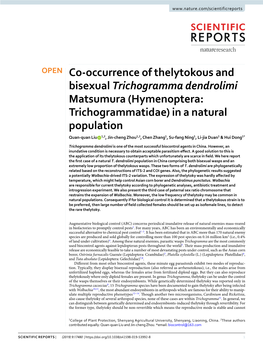 Co-Occurrence of Thelytokous and Bisexual Trichogramma Dendrolimi