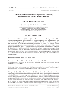 Nuytsia the Journal of the Western Australian Herbarium 31: 41–45 Published Online 25 February 2020