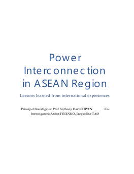 Power Interconnection in ASEAN Region Lessons Learned from International Experiences