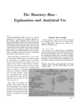 Monetary Base - Explanation and Analytical Use