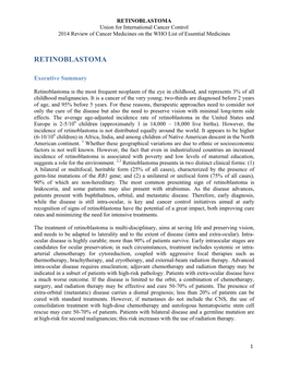 RETINOBLASTOMA Union for International Cancer Control 2014 Review of Cancer Medicines on the WHO List of Essential Medicines