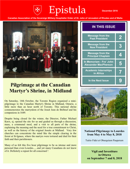 Epistula Canadian Association of the Sovereign Military Hospitaller Order of St
