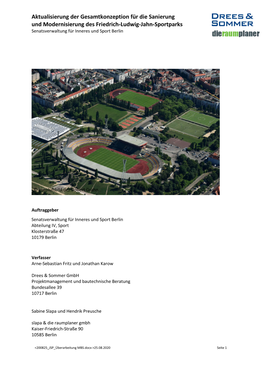Gesamtkonzeption 2020 Des Friedrich-Ludwig-Jahn-Sportparks