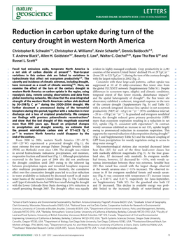 Reduction in Carbon Uptake During Turn of the Century Drought in Western North America