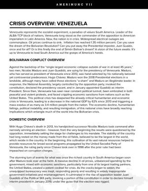 Crisis Overview: Venezuela